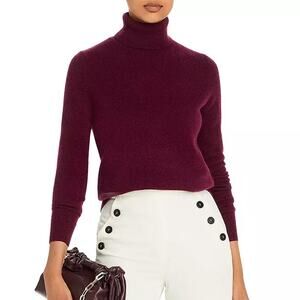 C by Bloomingdales Cashmere Maroon Turtleneck Sweater sz Large Heather Burgundy